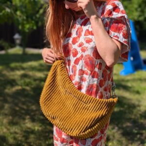 Torba sztruksowa Luna – musztardka