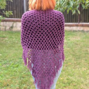 Fioletowa chusta szydełkowa handmade – bawełniana, ażurowa